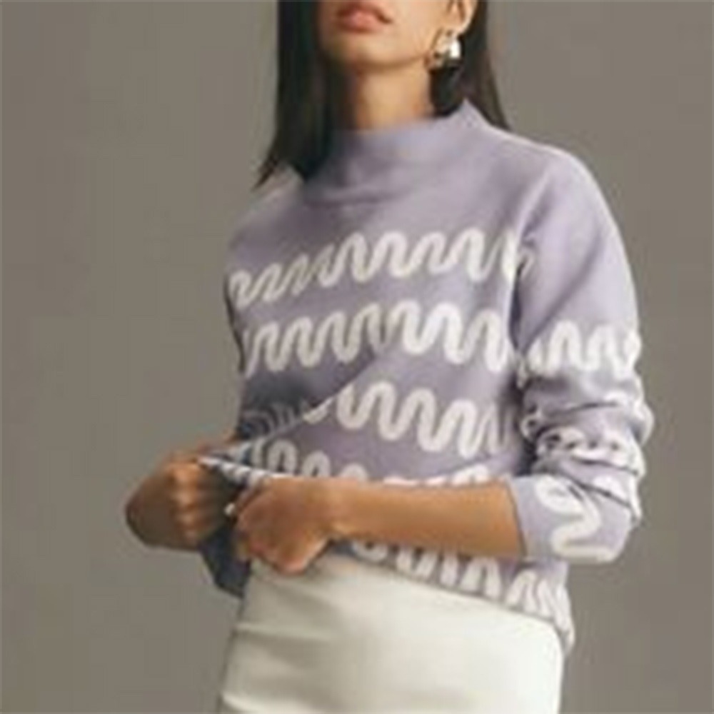 Maeve The Carys Mock-Neck Sweater Pullover in Lilac Womens S Cozy Soft Girl